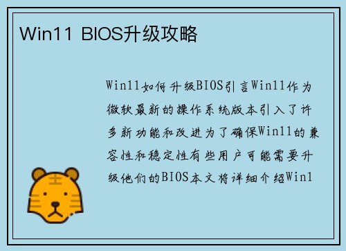 Win11 BIOS升级攻略
